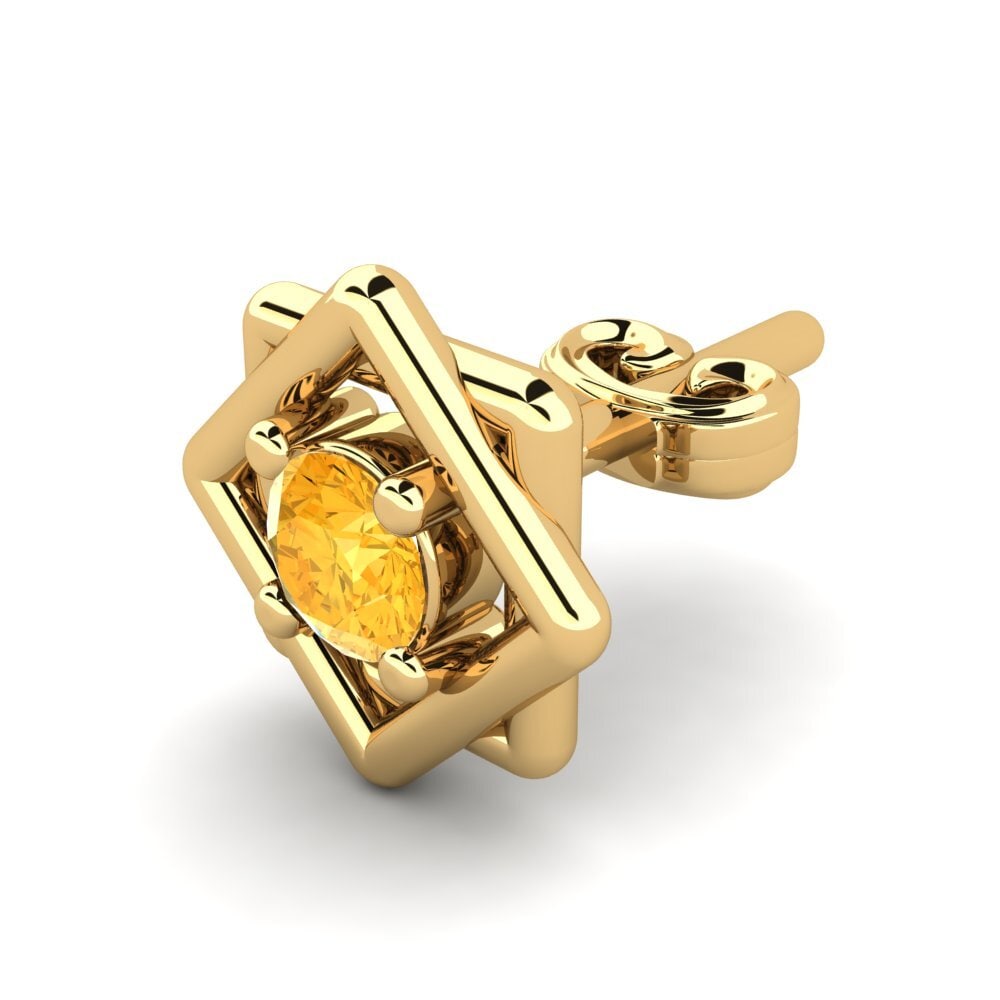 14k Oro Amarillo Citrino Pendiente para hombre Donphan