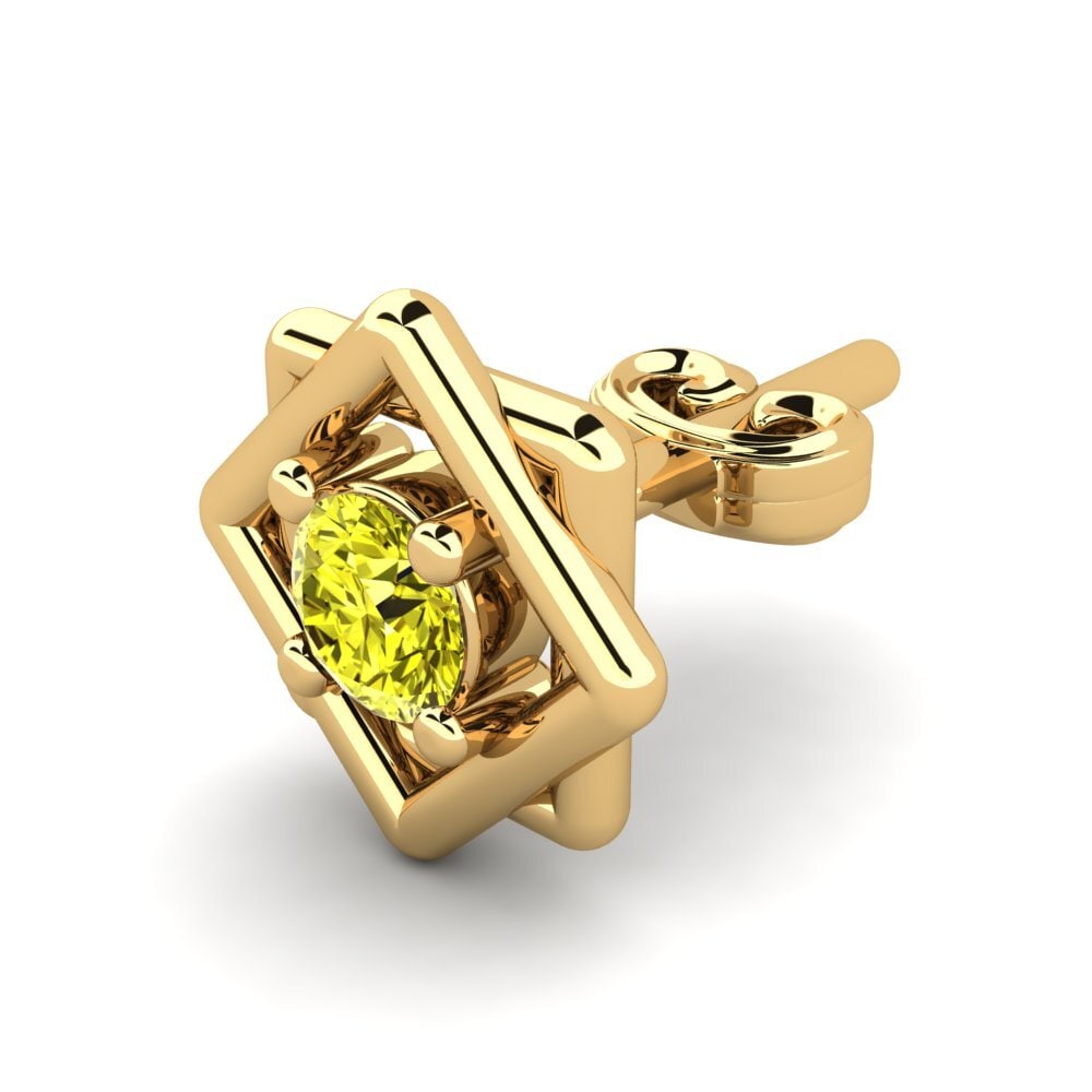 18k Oro Amarillo Diamante Amarillo Pendiente para hombre Donphan