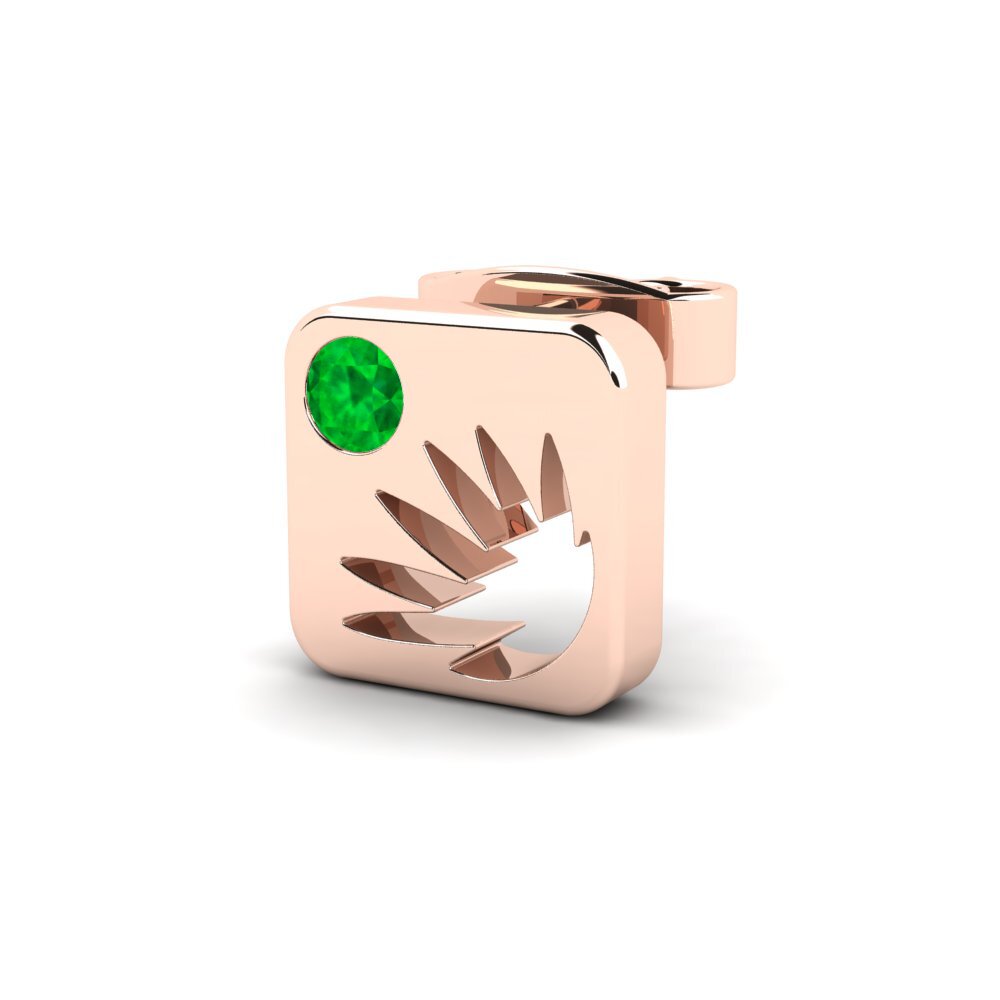 14ct Rose Gold Emerald Men's Earring Dutie