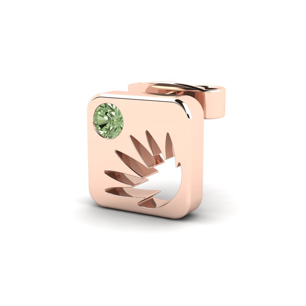 18k Oro Rosa Diamante Verde Pendiente para hombre Dutie