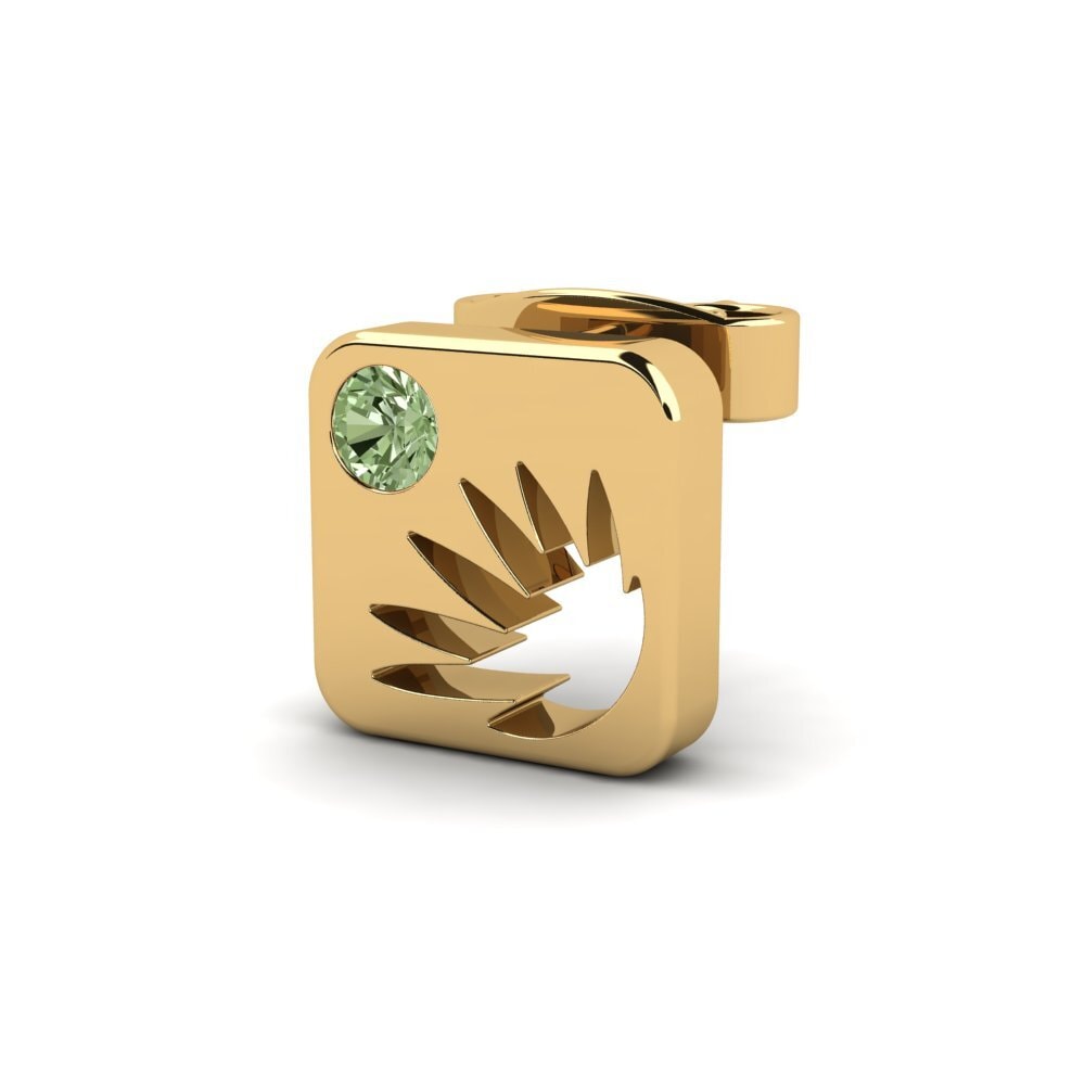 9ct Yellow Gold Green Diamond Men's Earring Dutie