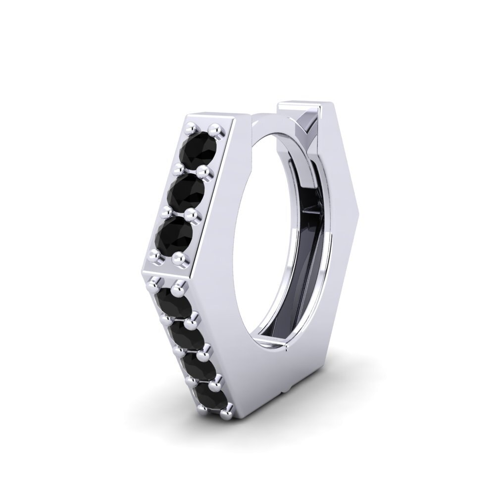 14k Oro Blanco Ónix Negro Pendiente para hombre Flapple