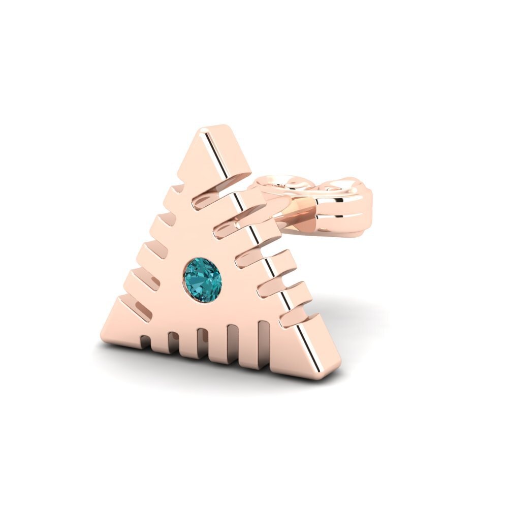 14ct Rose Gold Blue Diamond Men's Earring Foongus