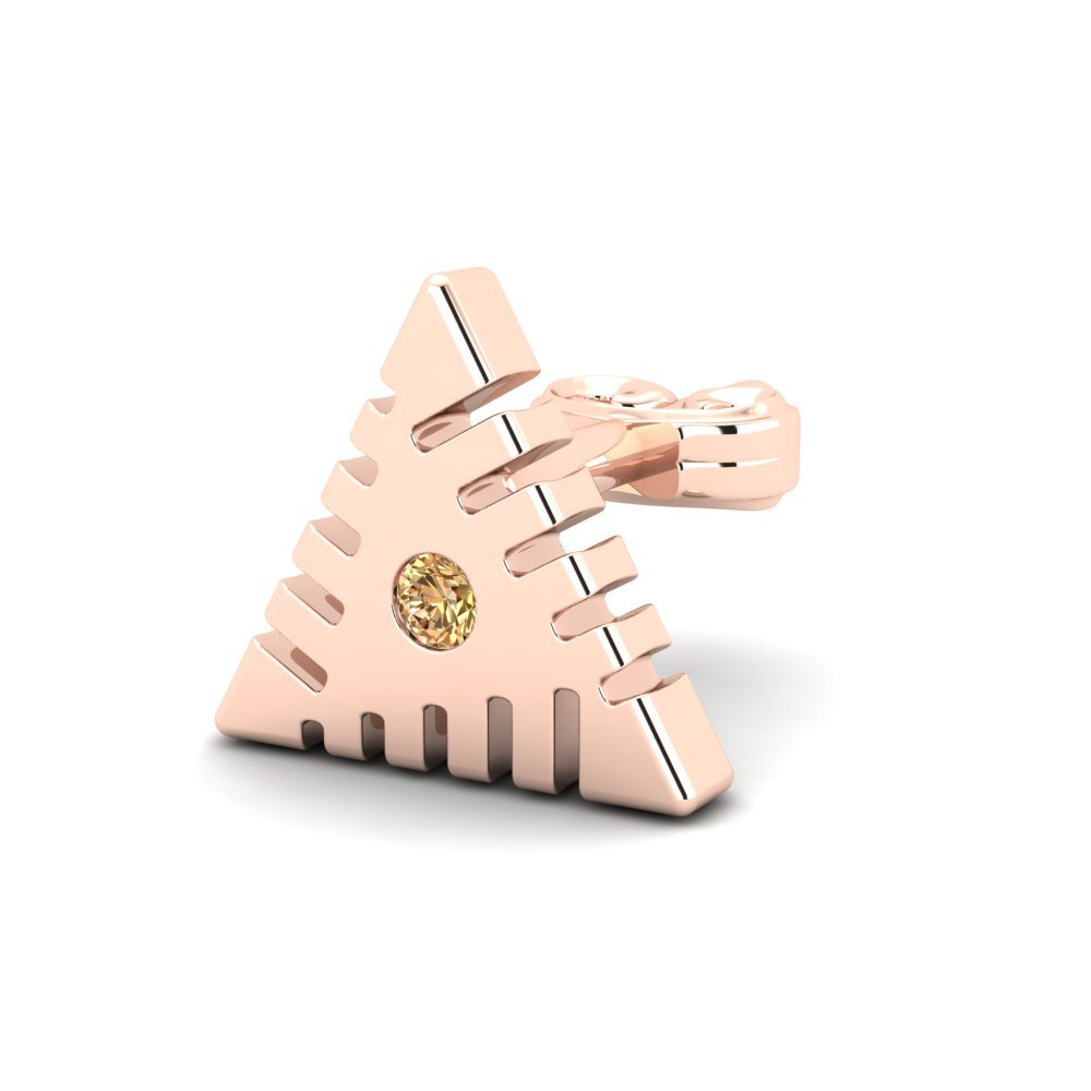 18ct Rose Gold Brown Diamond Men's Earring Foongus