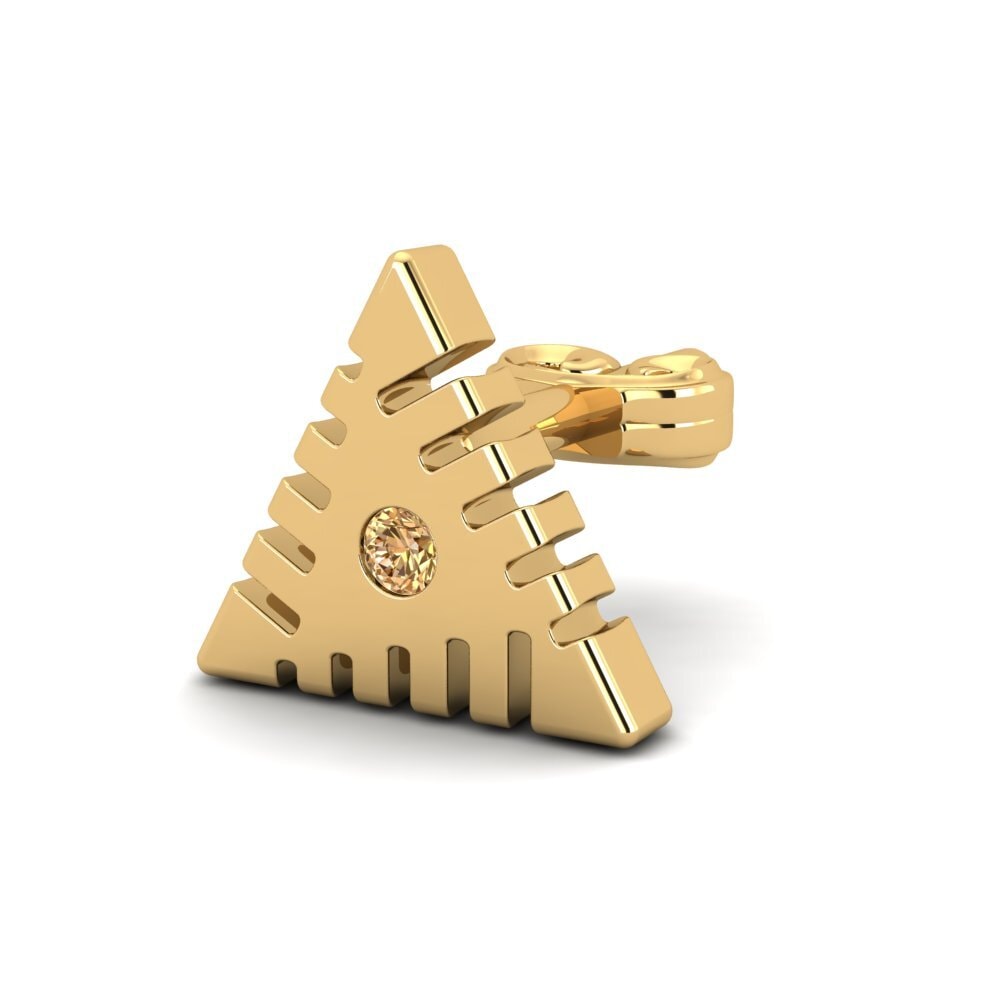 14ct Yellow Gold Brown Diamond Men's Earring Foongus