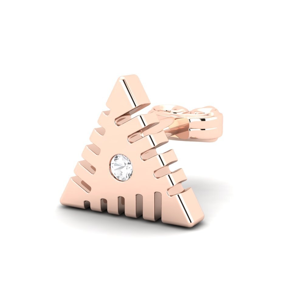 18ct Rose Gold White sapphire Men's Earring Foongus