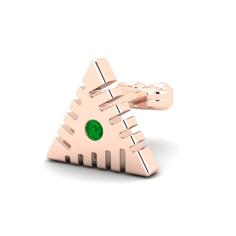 14ct Rose Gold Emerald Men's Earring Foongus