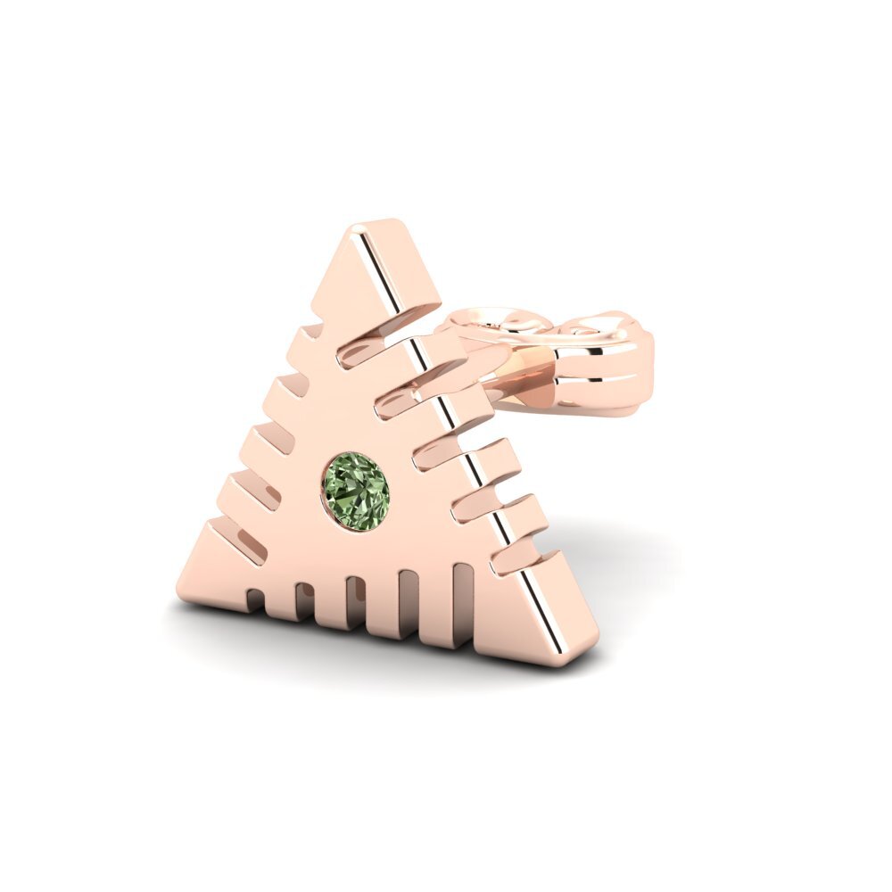18k Oro Rosa Diamante Verde Pendiente para hombre Foongus