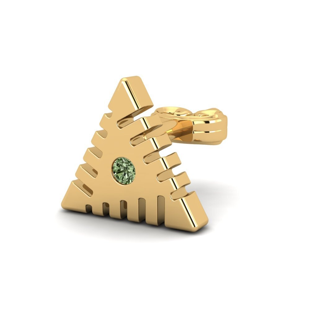 9ct Yellow Gold Green Diamond Men's Earring Foongus