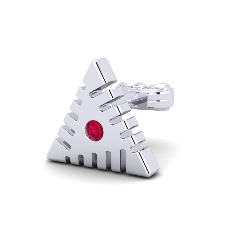 585 Bílé zlato Rubín Pánské náušnice Foongus