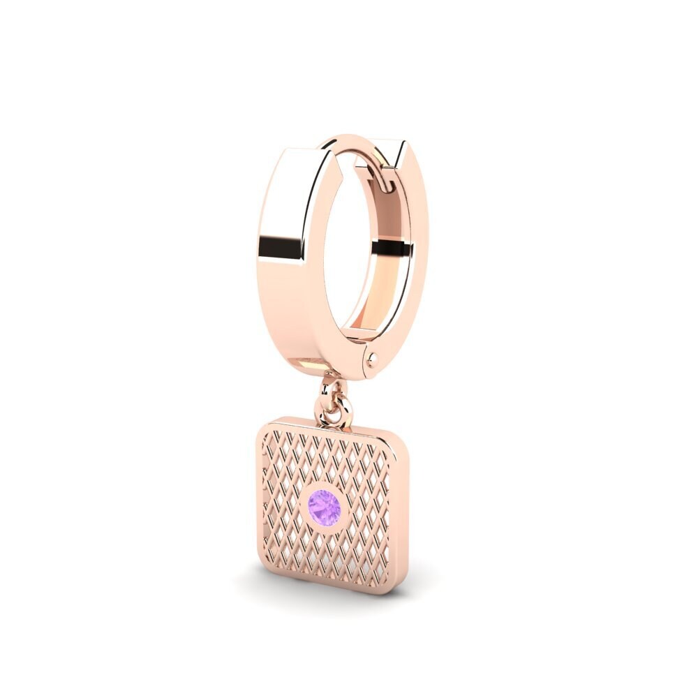 14ct Rose Gold Amethyst Men's Earring Howitzer
