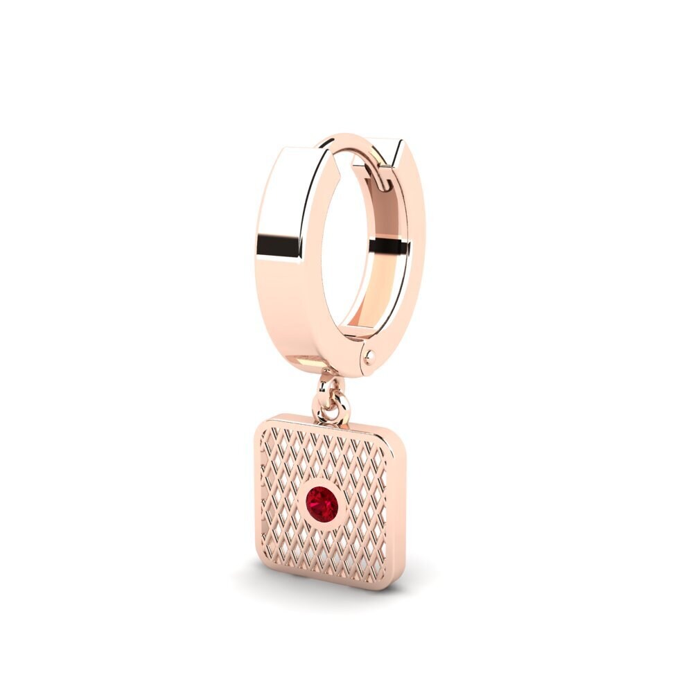 585 Červené zlato Červený zirkon Pánské náušnice Howitzer
