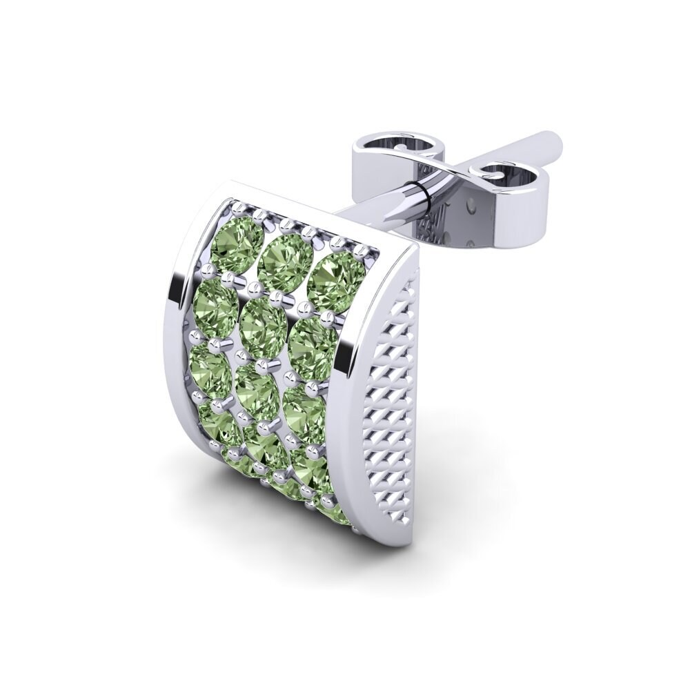 18k Oro Blanco Diamante Verde Pendiente para hombre Huntail