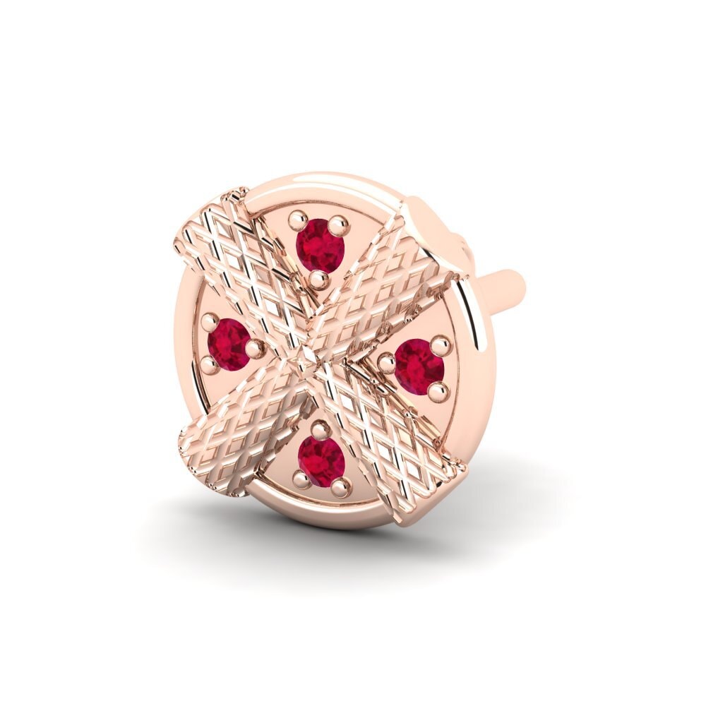 14K Rose Gold Ruby Men's Earring Jagger