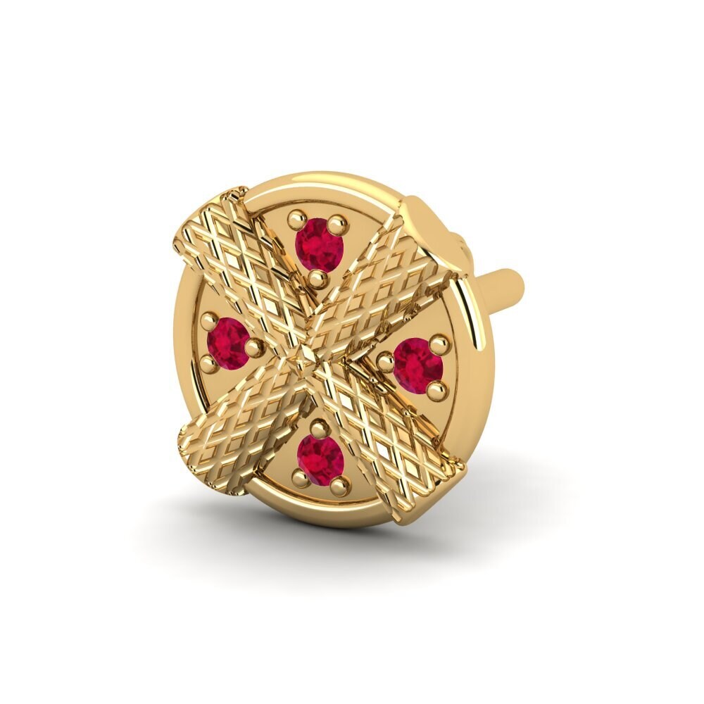 9ct Yellow Gold Ruby Men's Earring Jagger