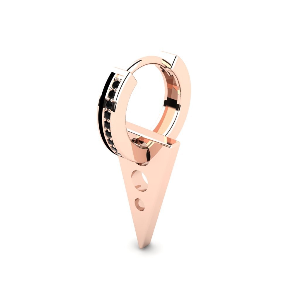 14k Oro Rosa Zafiro negro Pendiente para hombre Javelin