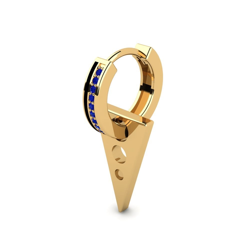 14ct Yellow Gold Sapphire Men's Earring Javelin