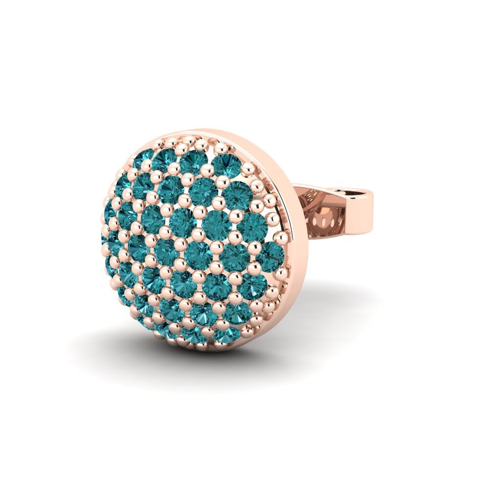 14k Oro Rosa Diamante Azul Pendiente para hombre Jaxr