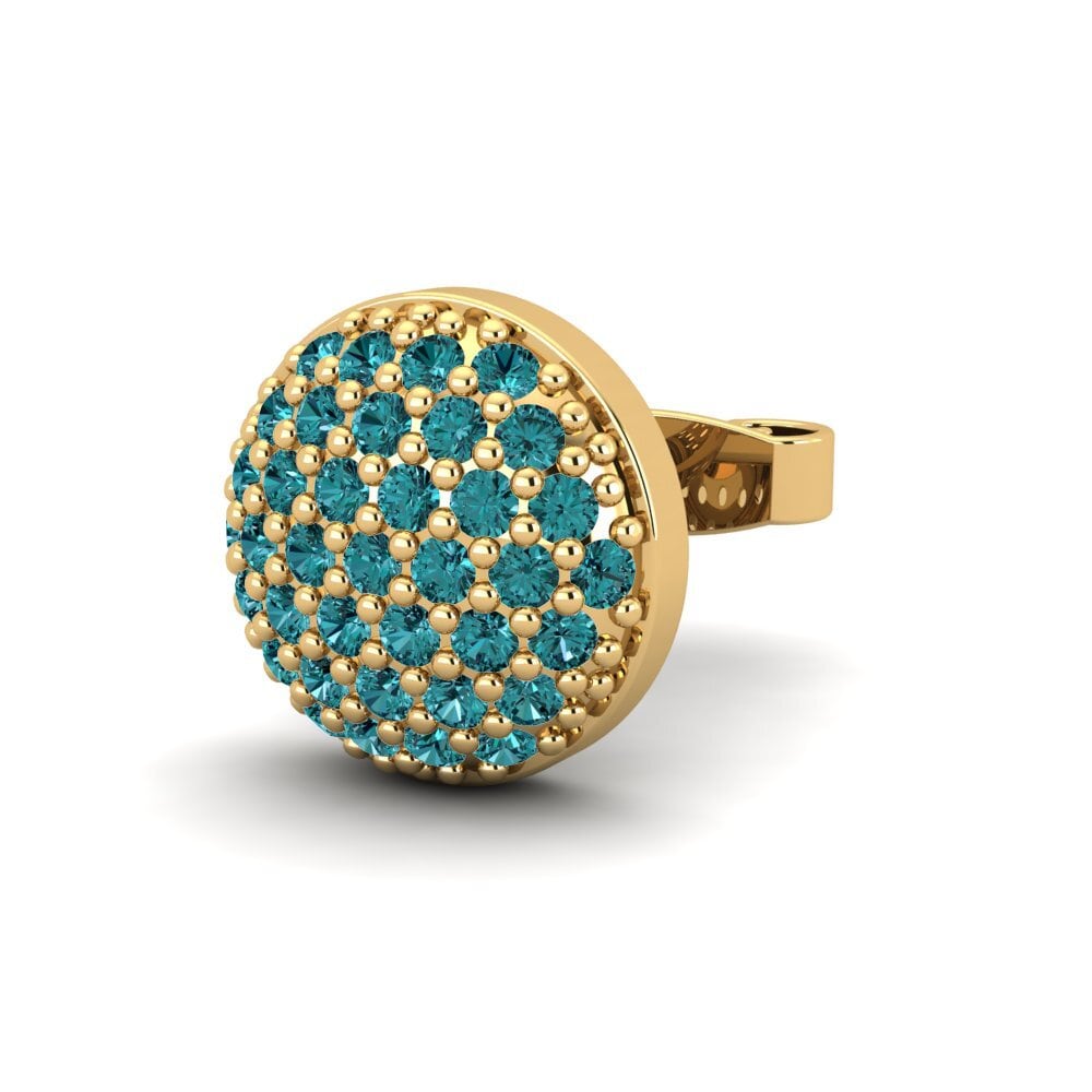9k Oro Amarillo Diamante Azul Pendiente para hombre Jaxr