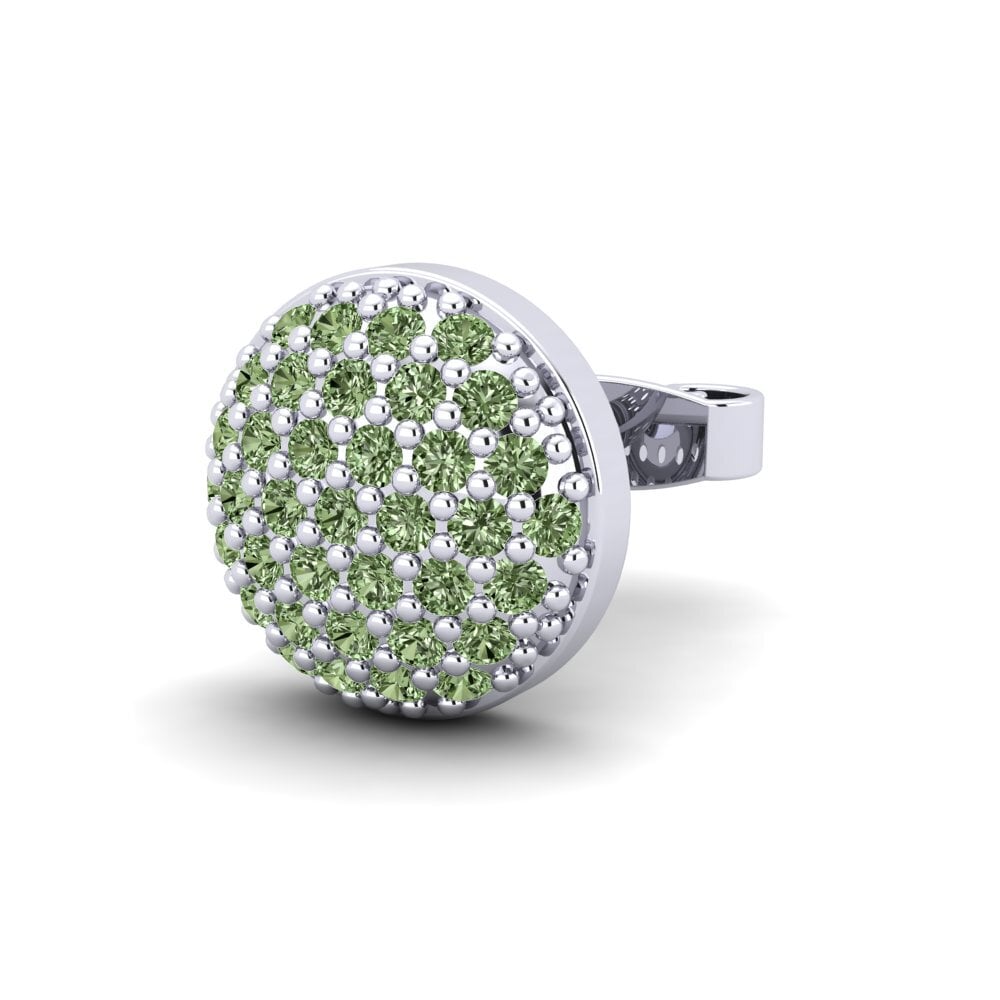 585 Bílé zlato Zelený diamant Pánské náušnice Jaxr