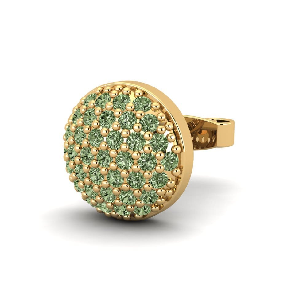 14ct Yellow Gold Green Diamond Men's Earring Jaxr