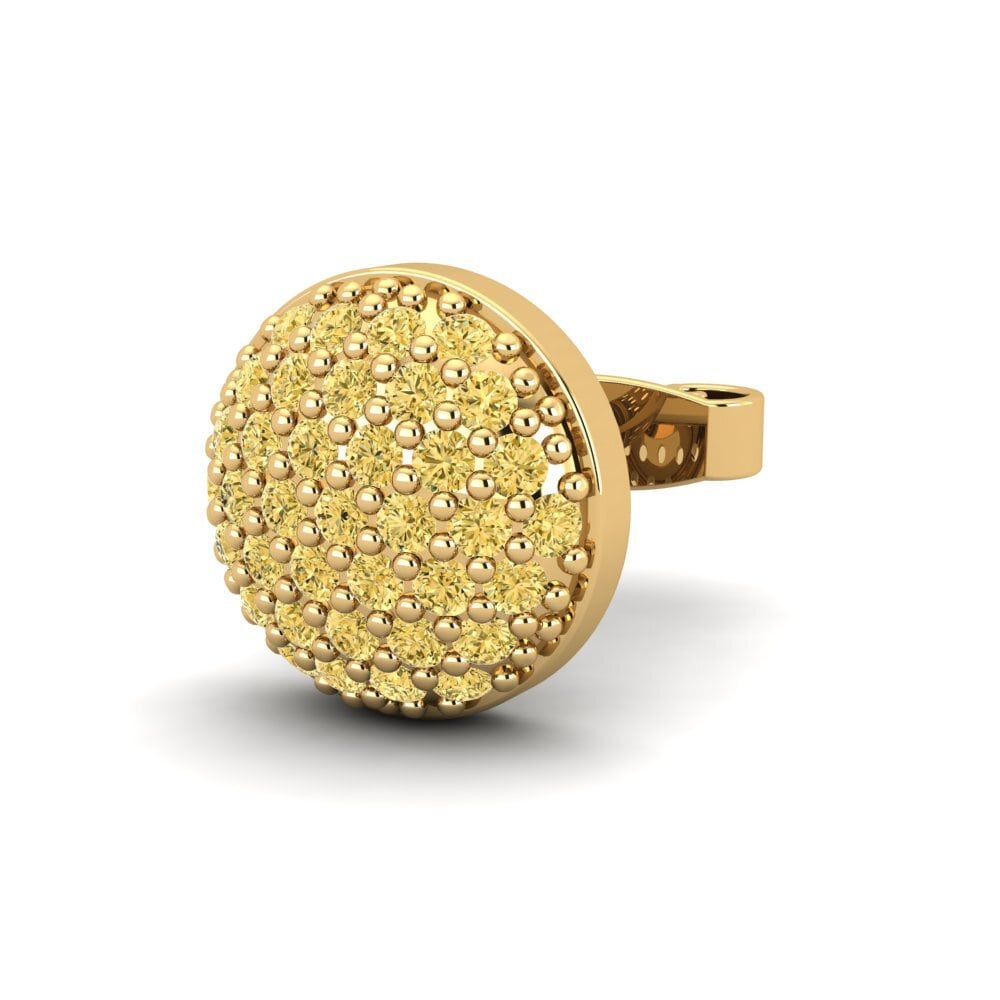 14ct Yellow Gold Yellow Diamond Men's Earring Jaxr
