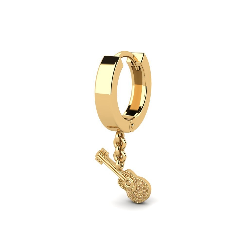 Dangle Hnědý diamant 585 Žluté zlato Náušnice