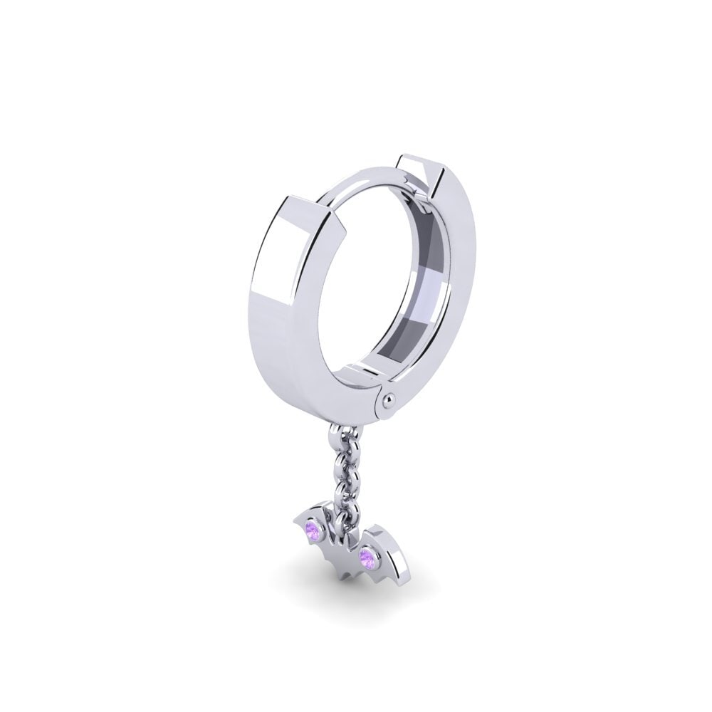 18ct White Gold Amethyst Men's Earring Otis