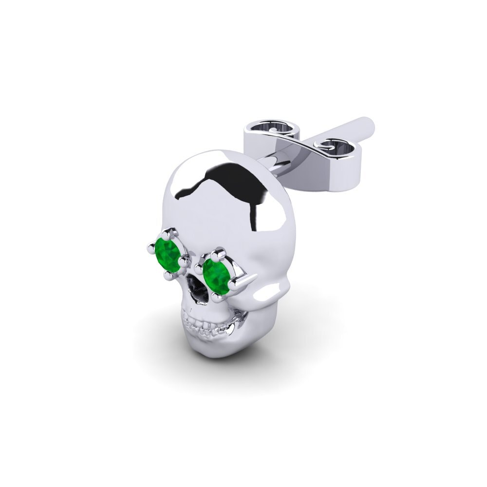 White Silver Emerald Men's Earring Otmara