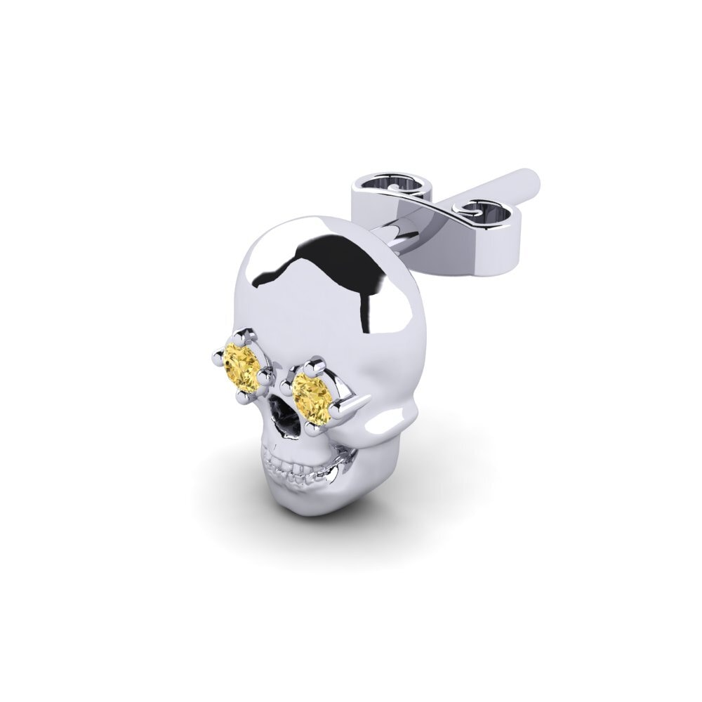 14k Oro Blanco Diamante Amarillo Pendiente para hombre Otmara