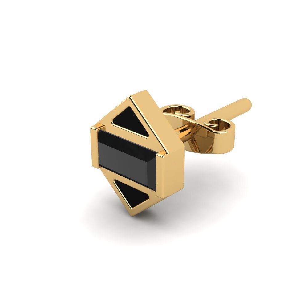 14k Oro Amarillo Ónix Negro Pendiente para hombre Palkia