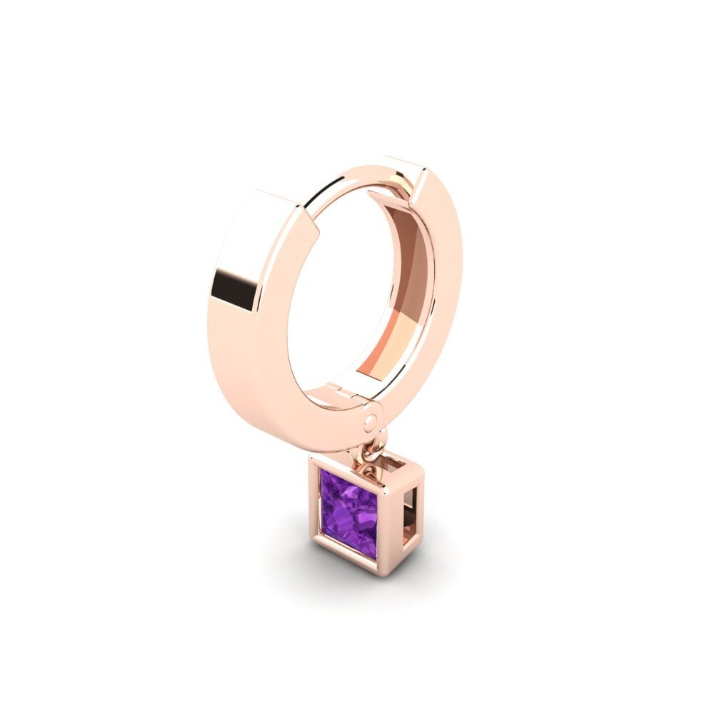 14ct Rose Gold Amethyst Men's Earring Pathos