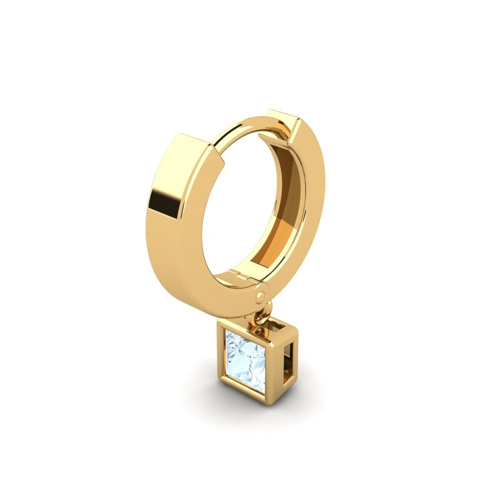 14k Oro Amarillo Aguamarina Pendiente para hombre Pathos