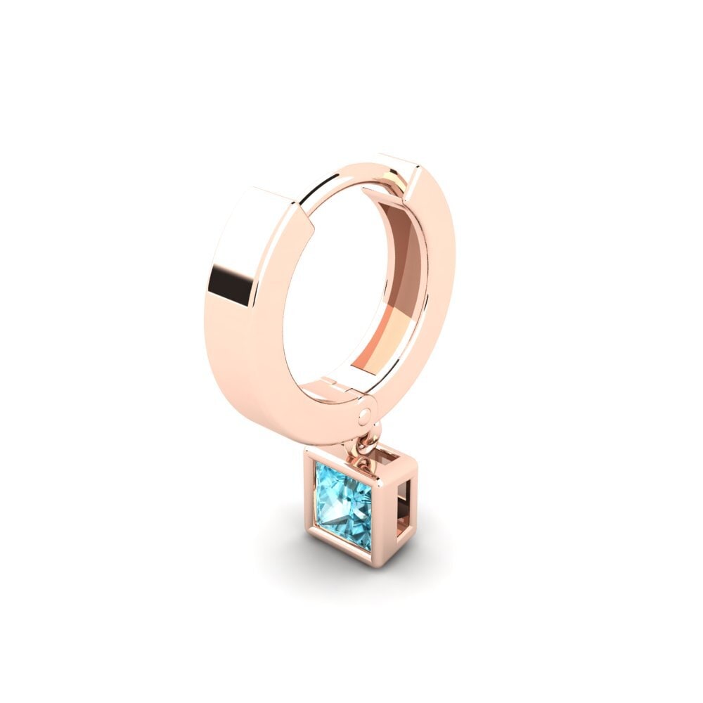 9ct Rose Gold Blue Zircon Men's Earring Pathos