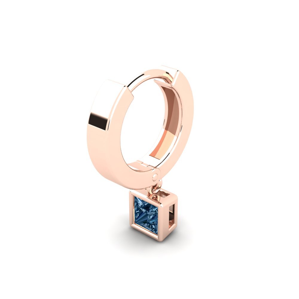 14k Oro Rosa Diamante Azul Pendiente para hombre Pathos
