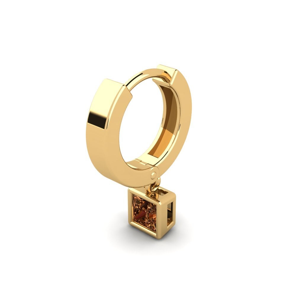 18ct Yellow Gold Brown Diamond Men's Earring Pathos