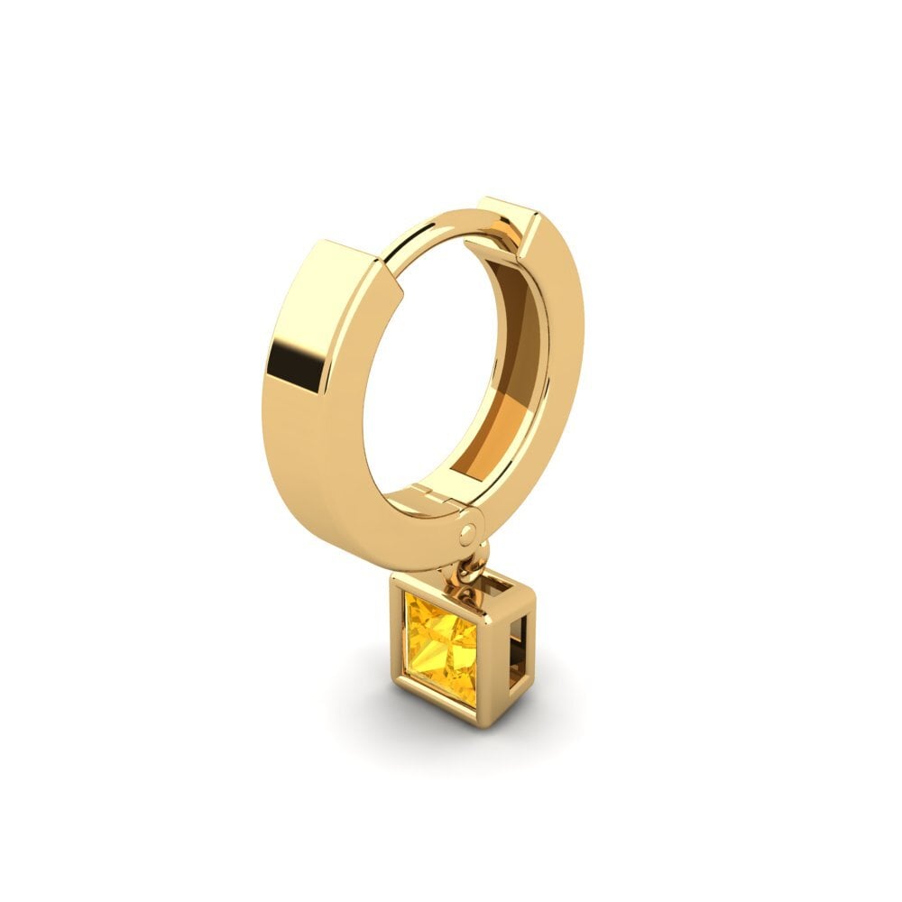 14k Oro Amarillo Citrino Pendiente para hombre Pathos