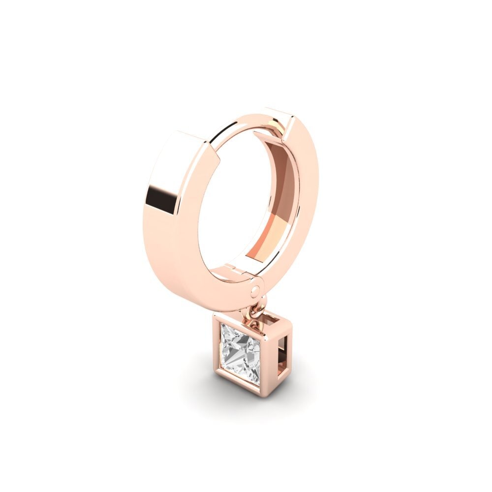 14ct Rose Gold White sapphire Men's Earring Pathos