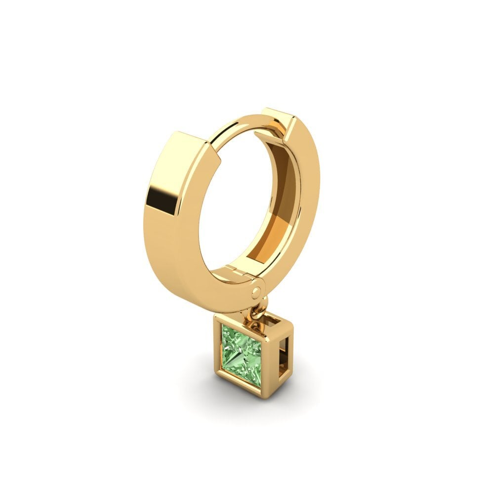 14ct Yellow Gold Green Diamond Men's Earring Pathos