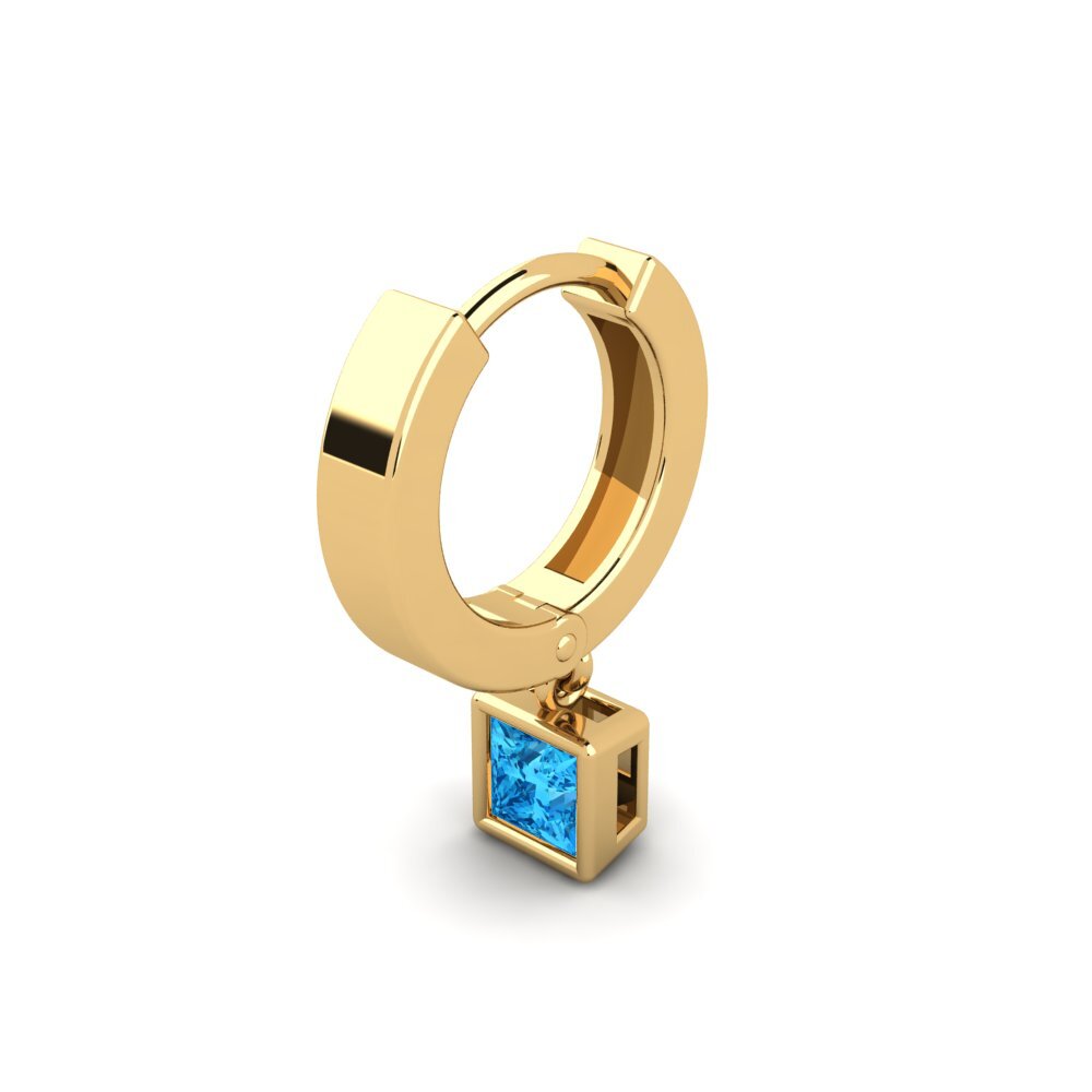 14k Oro Amarillo Topacio azul Pendiente para hombre Pathos