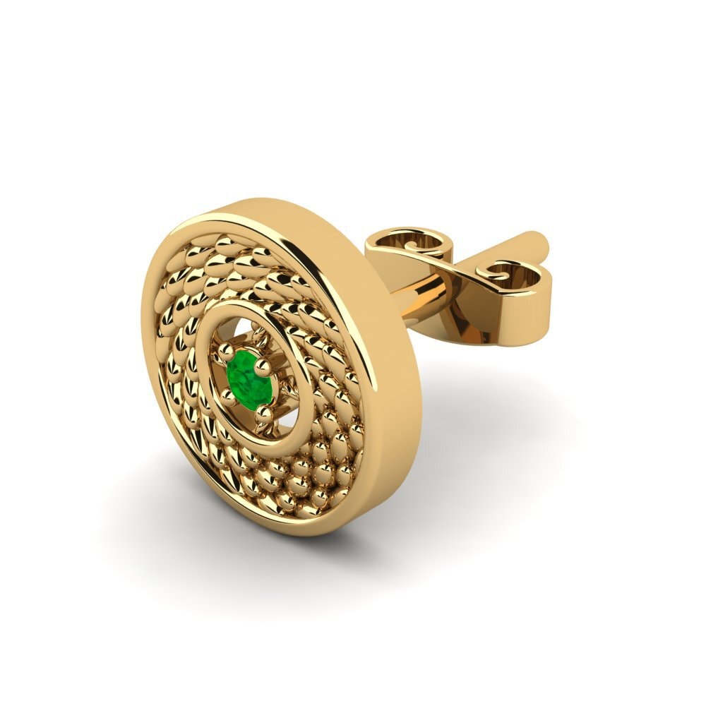 9ct Yellow Gold Emerald Men's Earring Pavla