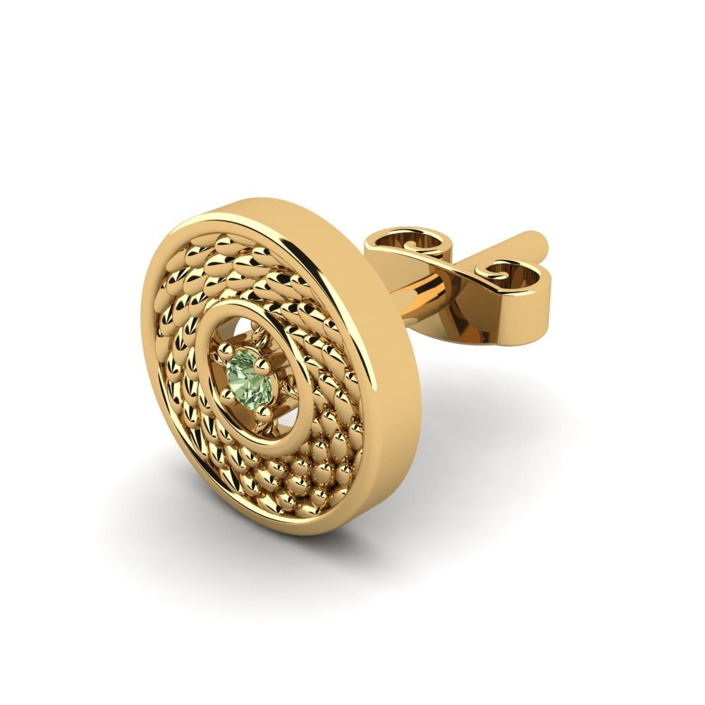 9ct Yellow Gold Green Diamond Men's Earring Pavla