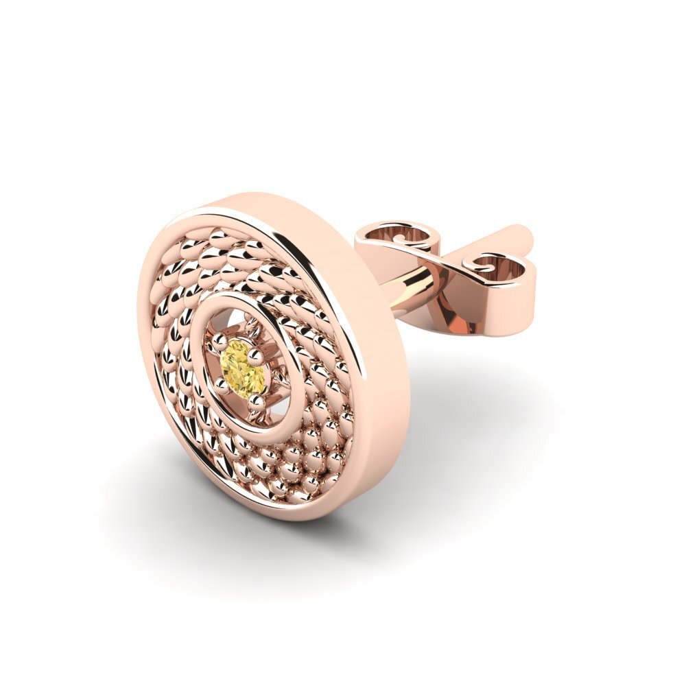 14ct Rose Gold Yellow Diamond Men's Earring Pavla