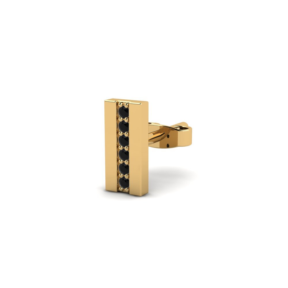 18k Oro Amarillo Diamante Negro Pendiente para hombre Profittie