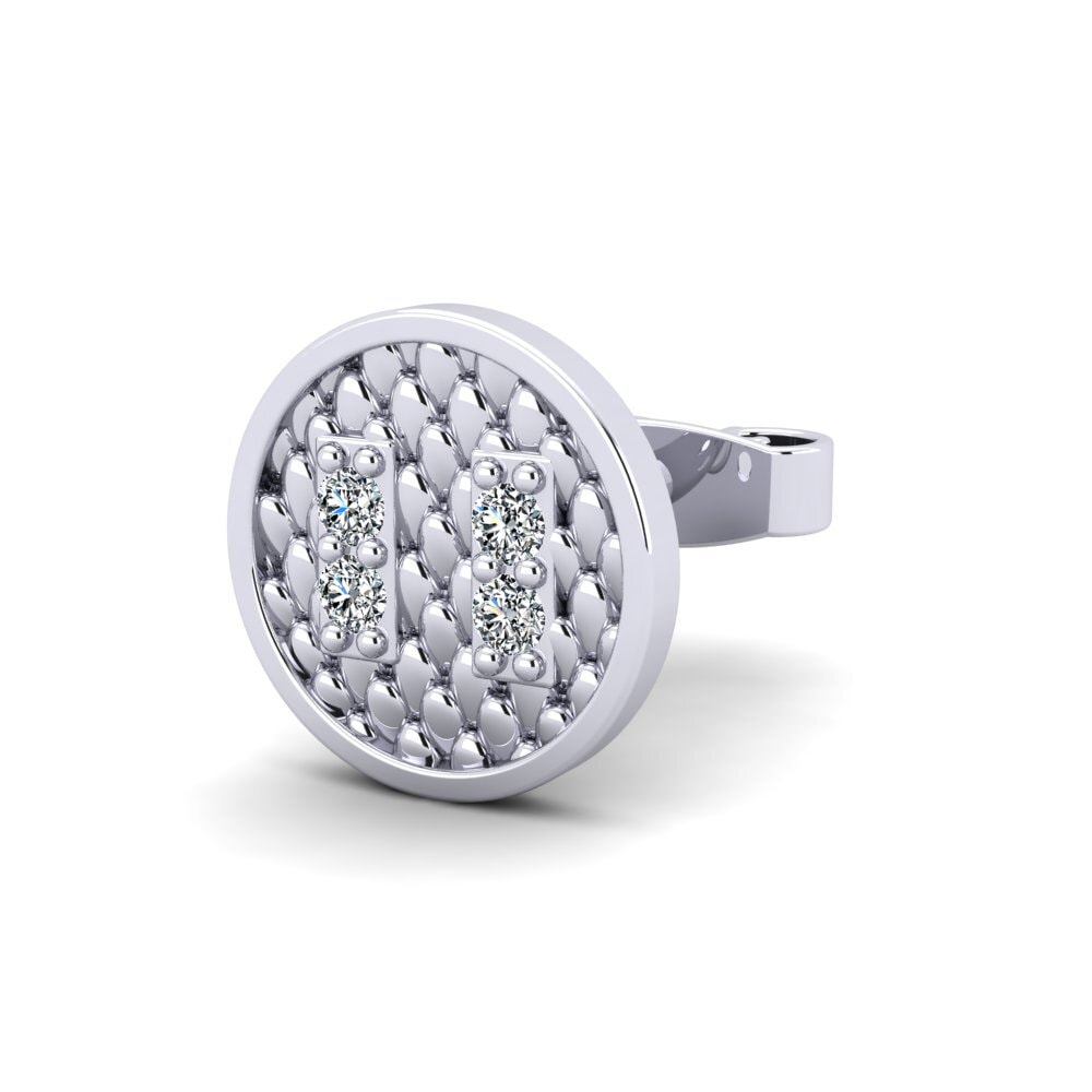 14k Oro Blanco Circonita Pendiente para hombre Richard