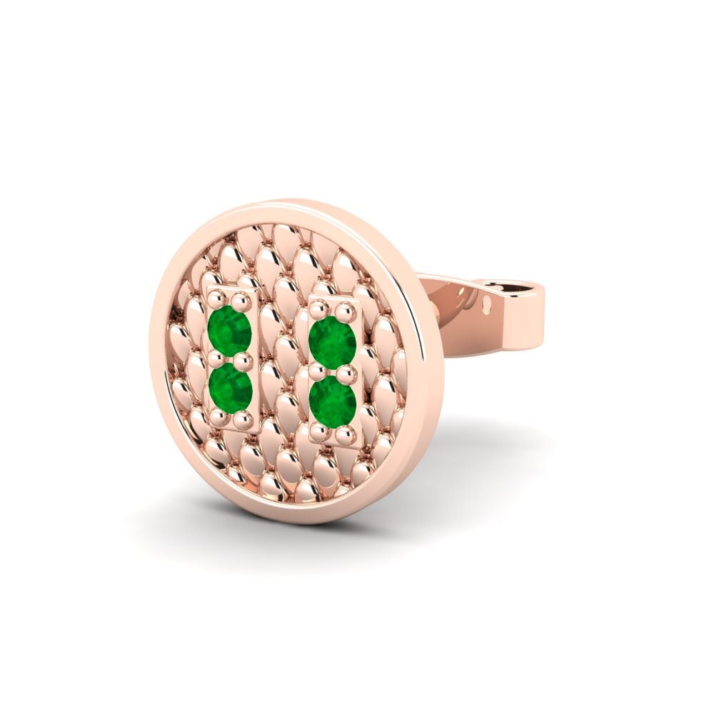 14ct Rose Gold Emerald Men's Earring Richard