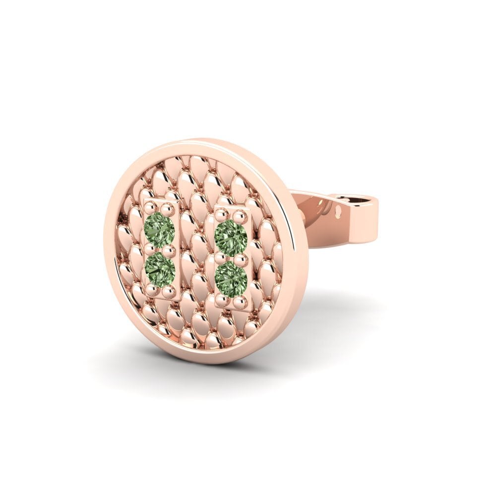 18k Oro Rosa Diamante Verde Pendiente para hombre Richard