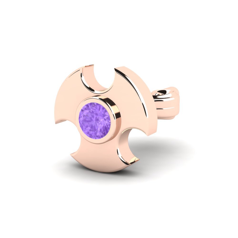 9k Oro Rosa Amatista Pendiente para hombre Rotom