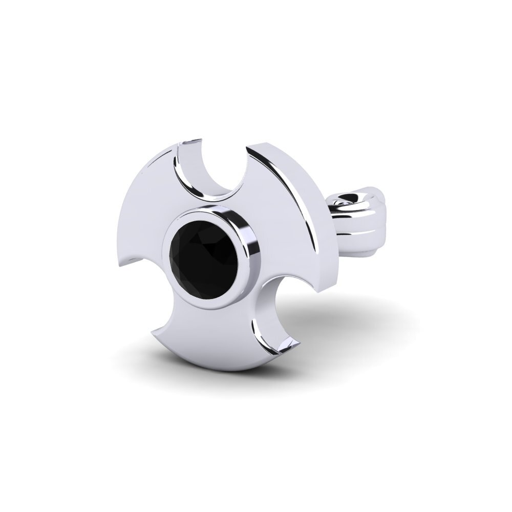 Plata 925 Zafiro negro Pendiente para hombre Rotom
