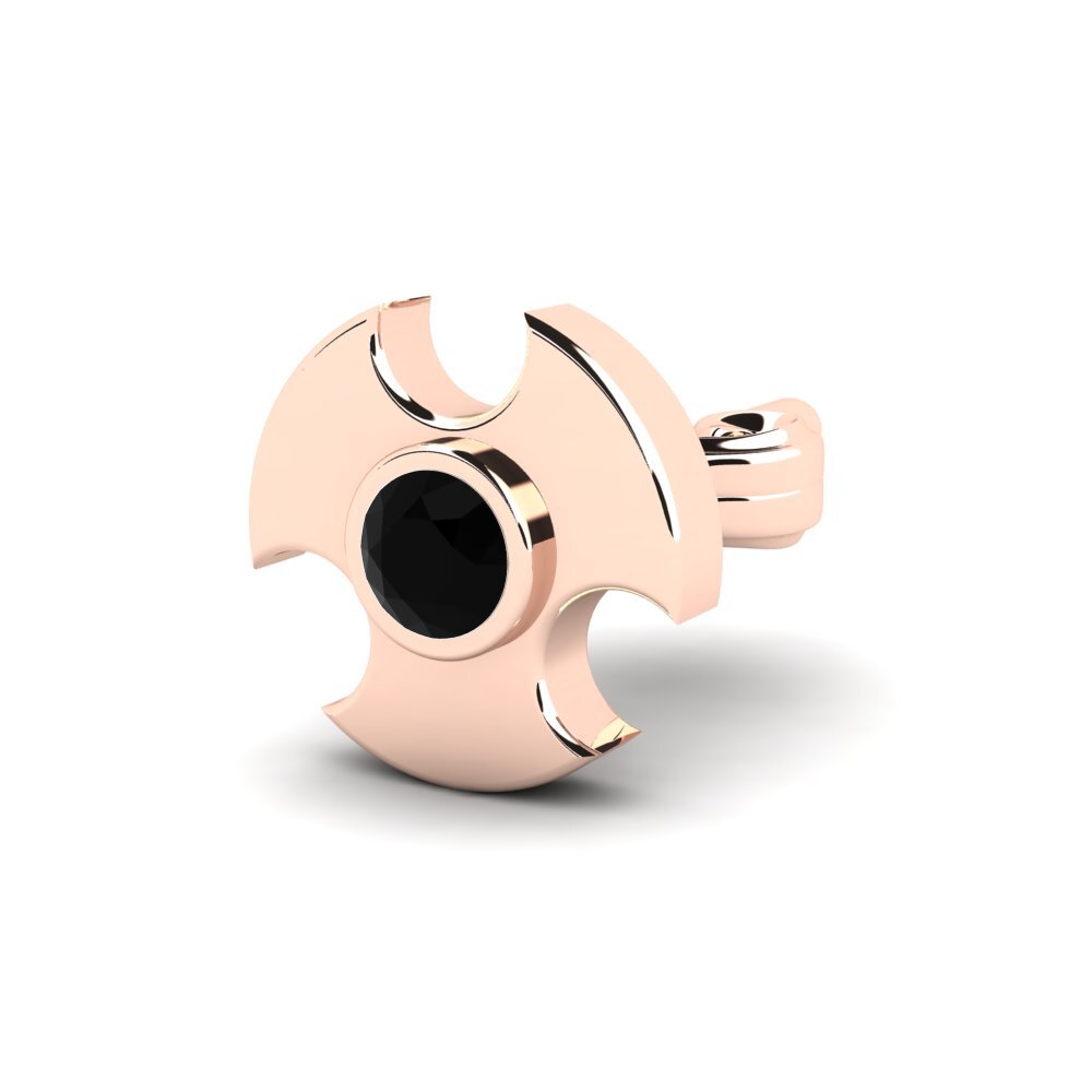 14ct Rose Gold Black Diamond Men's Earring Rotom